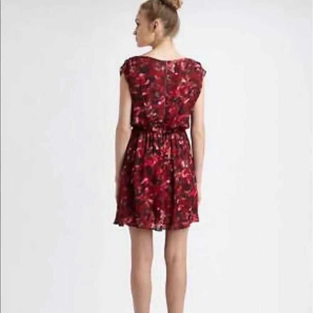 Alicia + Olivia Red‎ Watercolor Silk Mini Dress - Picture 2 of 16